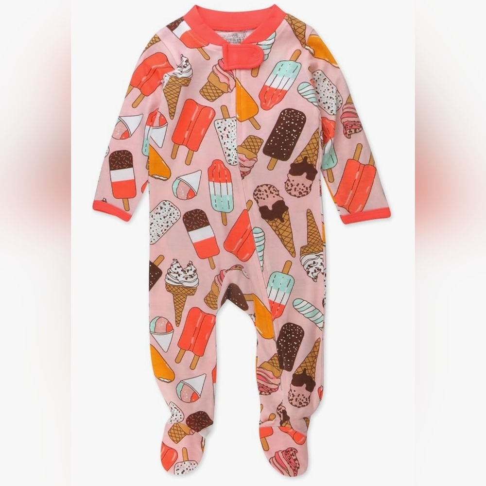 The Honest Company Ice Cream Rose Print Organic Cotton Footie